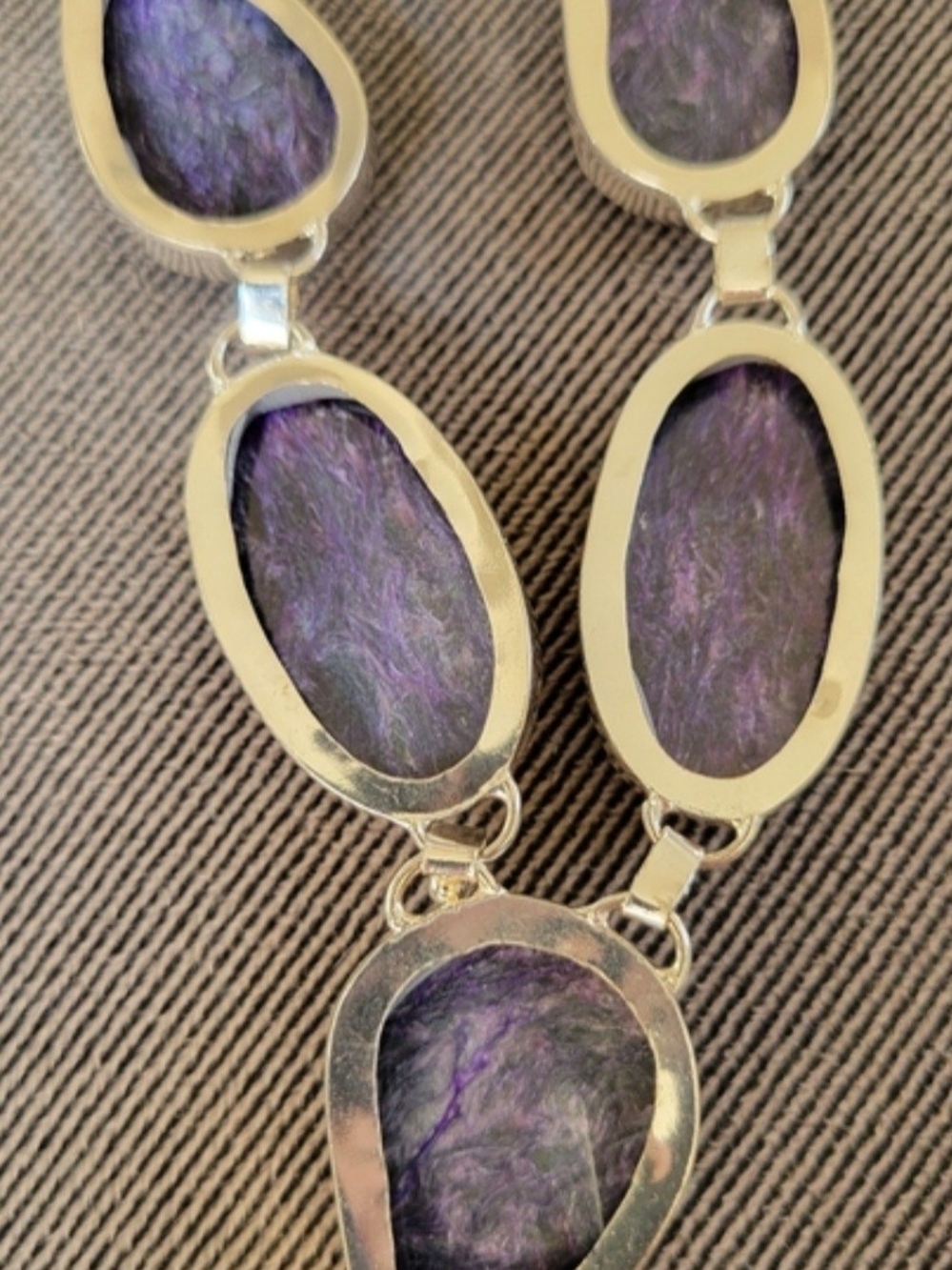 Purple Stone Teardrop & Oval Necklace - Women Jewelry - Picture 3 of 3